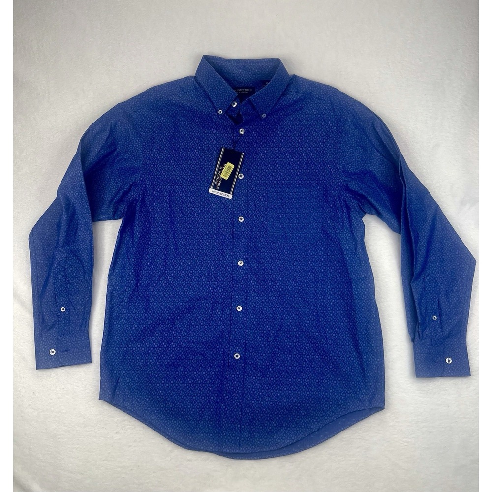 NEW‎ Roundtree & Yorke Shirt Mens Sz M Blue Long Sleeve Cotton Classic Button-Up